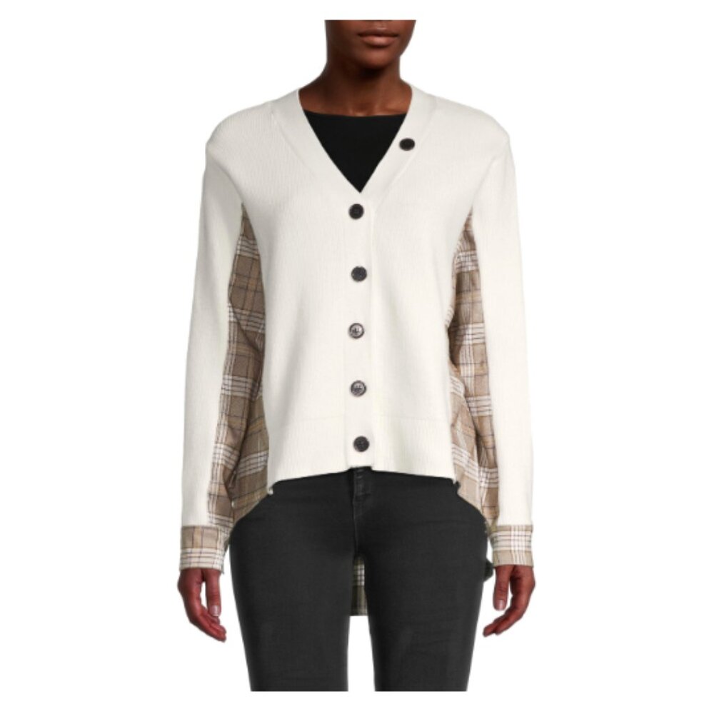 70/21 Button-Front Plaid Cardigan (Medium)